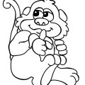 Забавная обезьянка ест банан. Раскраски для детей с животными.