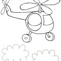 Забавный вертолетик летит в облаках. Детские раскраски с вертолетами.