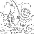 Адибу ловит рыбку. Раскраски для детей с Адибу.