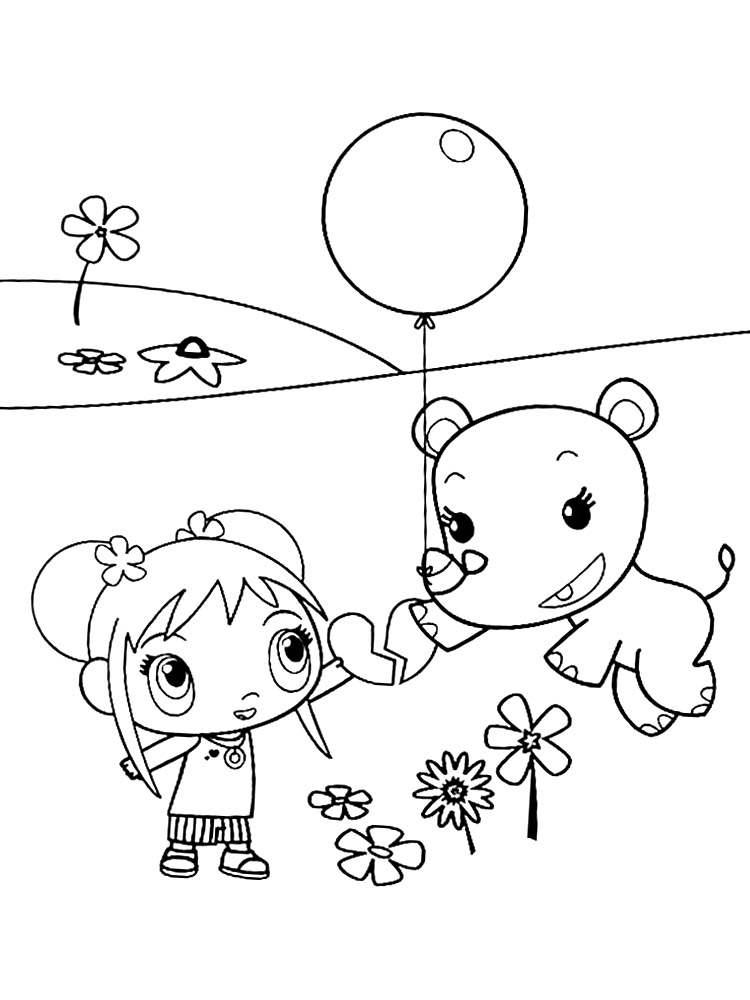 Девочка и носорог - лучшие друзья. Детские раскраски с Кай-Лан.