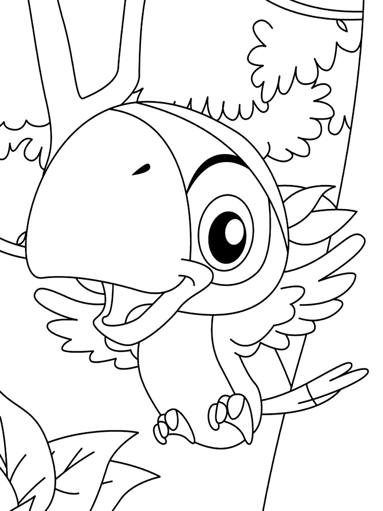 Пиратский попугай помогает искать клады. Раскраски для девочек и мальчиков с пиратами.