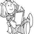 Милая куколка читает интересную книжку. Раскраски для детей с куклами.