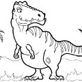 Динозавр в поисках пищи. Раскраски для детей с динозаврами.