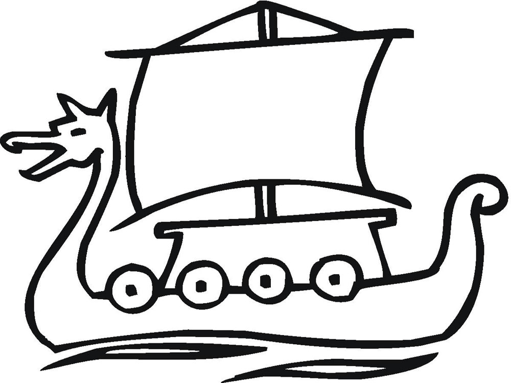 На воде стоит корабль древних времен. Раскраски для детей с кораблями.