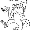 Озорная обезьянка как всегда в хорошем настроении. Детские раскраски с животными.