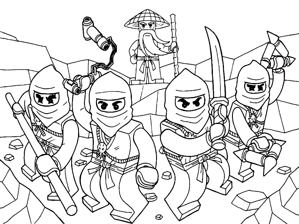 Смелая команда воинов. Раскраски для мальчиков и девочек с лего ниндзяго.