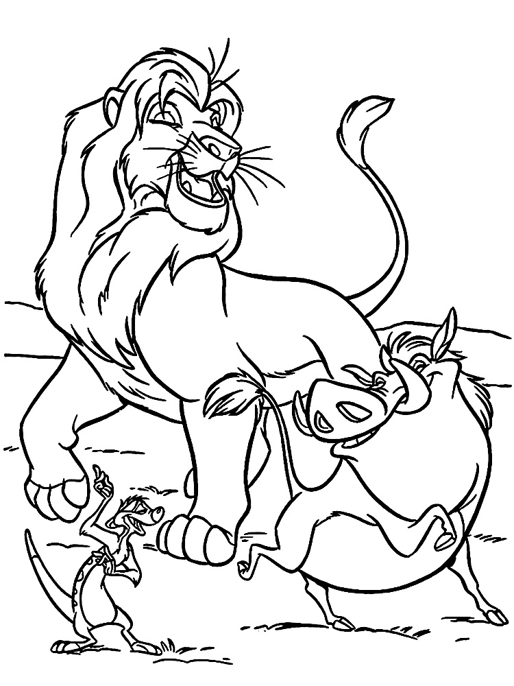 Друзья веселятся. Раскраски для девочек и мальчиков с королем львом.