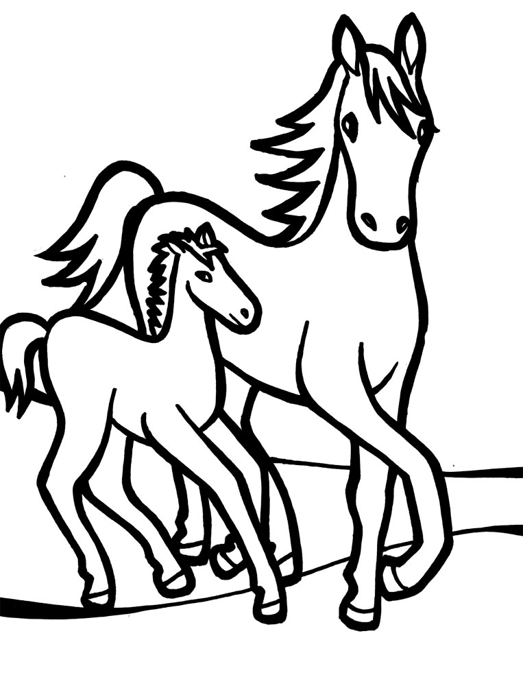 Черно-белые картинки с лошадьми для малышей
