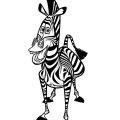 Озорная зебра приглашает поиграть. Раскраски для детей про Мадагаскар.