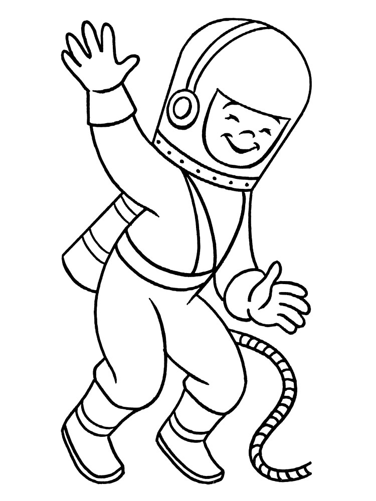 Космонавт вышел в космос. Раскраски для детей с космонавтами.