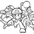 Марио с друзьями - настоящая команда. Детские раскраски с Марио.