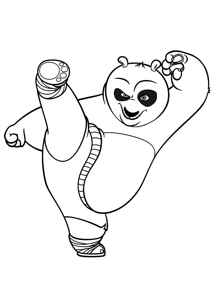 Панда изучает боевые искусства. Раскраски для детей с кунг-фу панда.