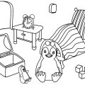 Малютка - пингвиненок  играет. Детские раскраски с Ози Бу.