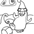Пингвиненок - футболист. Детские раскраски с Ози Бу.