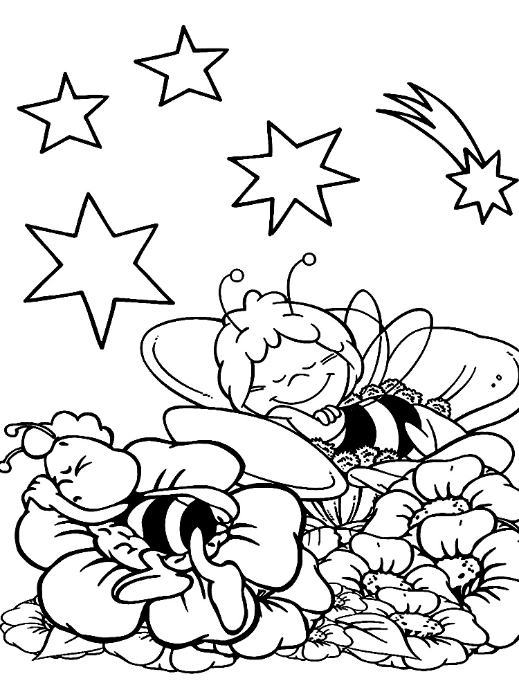 Раскраски с пчелкой Майей для мальчиков и девочек распечатать на принтере