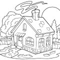 Прекрасный домик с тремя окошками. Раскраски для мальчиков и девочек с пряничными домиками.