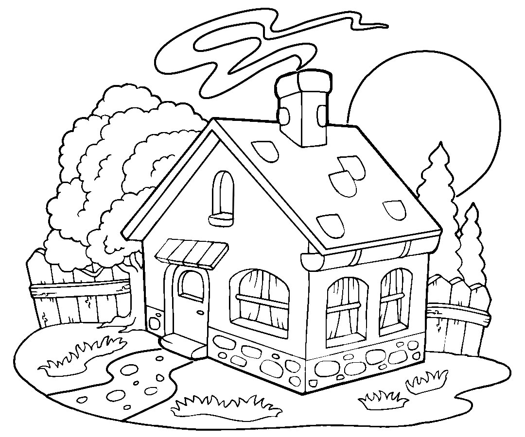 Прекрасный домик с тремя окошками. Раскраски для мальчиков и девочек с пряничными домиками.