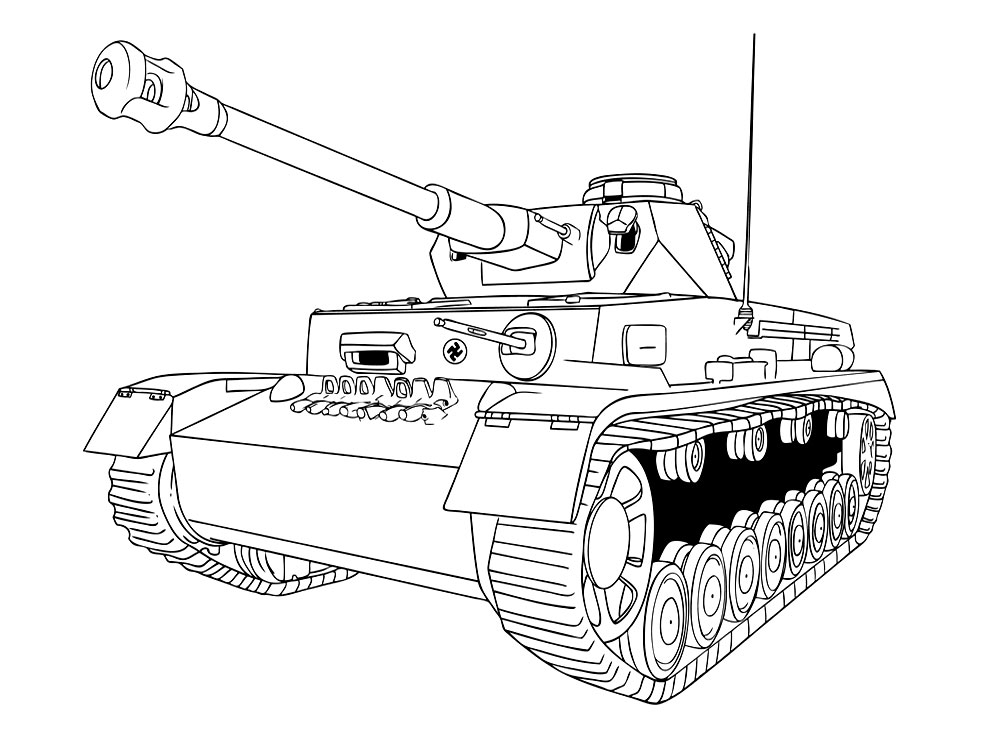 Современный танк противника. Детские раскраски с танками.