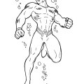 Аквамен очень любит плавать в морской воде. Раскраски для мальчиков и девочек с Акваменом.