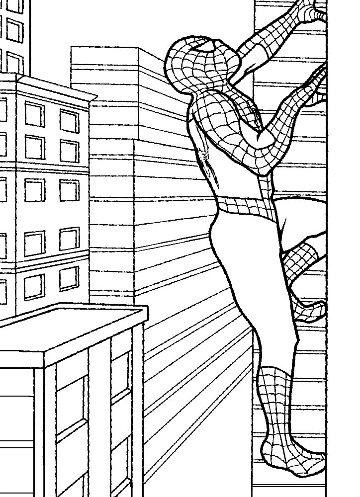 Человек паук в полный рост - Супергерои Марвел - Раскраски антистресс