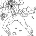 Герой борется с врагом. Детские раскраски с человеком-пауком.