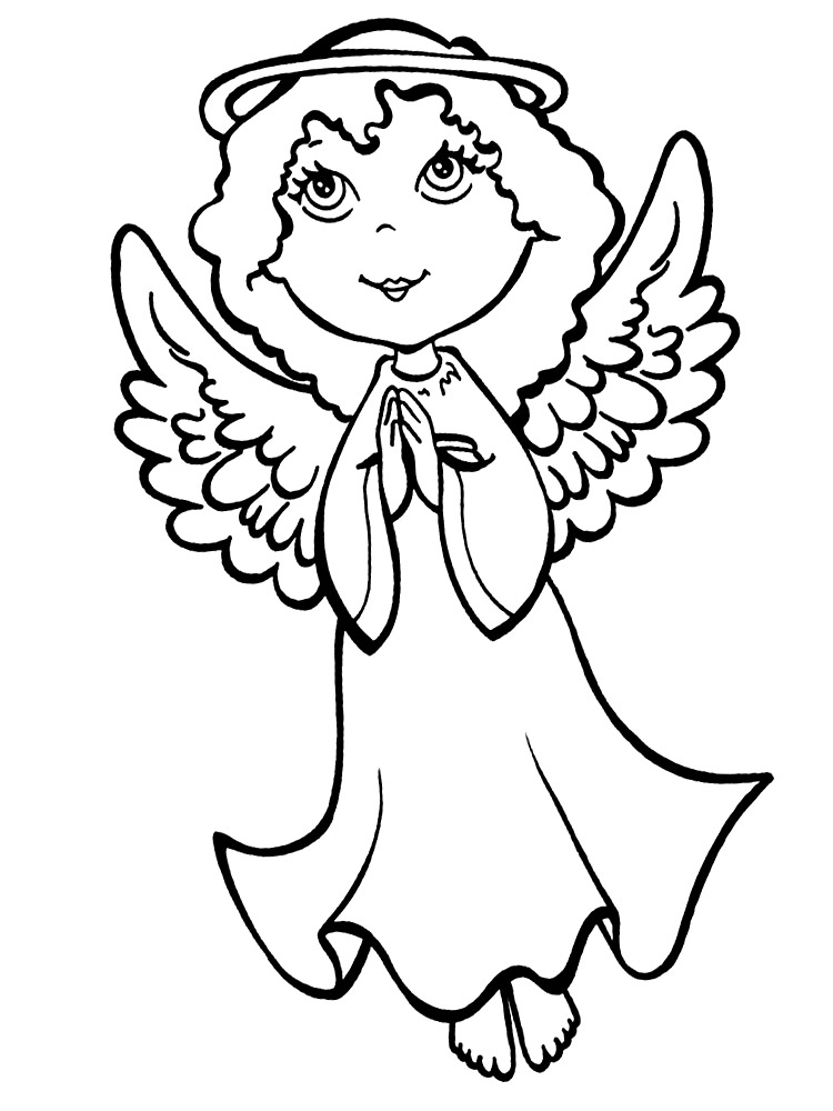 Необыкновенно красивый ангелочек желает вам здоровья. Раскраски для детей с ангелочками.