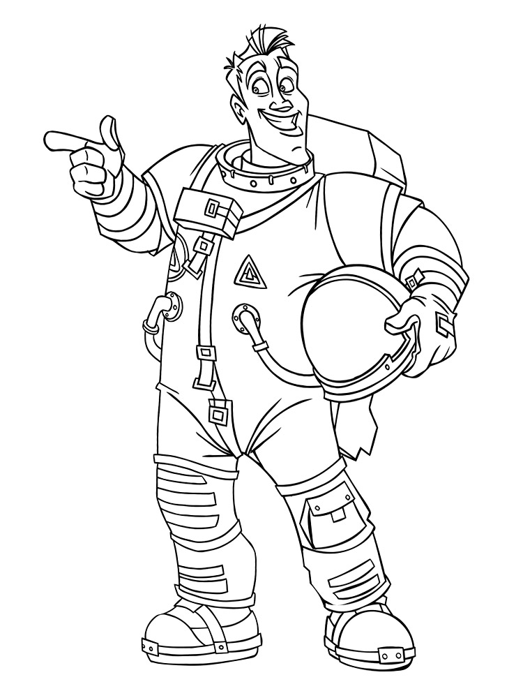 Смелый и находчивый космонавт. Раскраски для детей про планету 51.