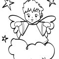 Милый малыш - Ангелочек наблюдает за нами. Детские раскраски про ангелочков.