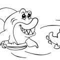 Злая и коварная акула что-то замышляет. Раскраски для детей с морскими обитателями.