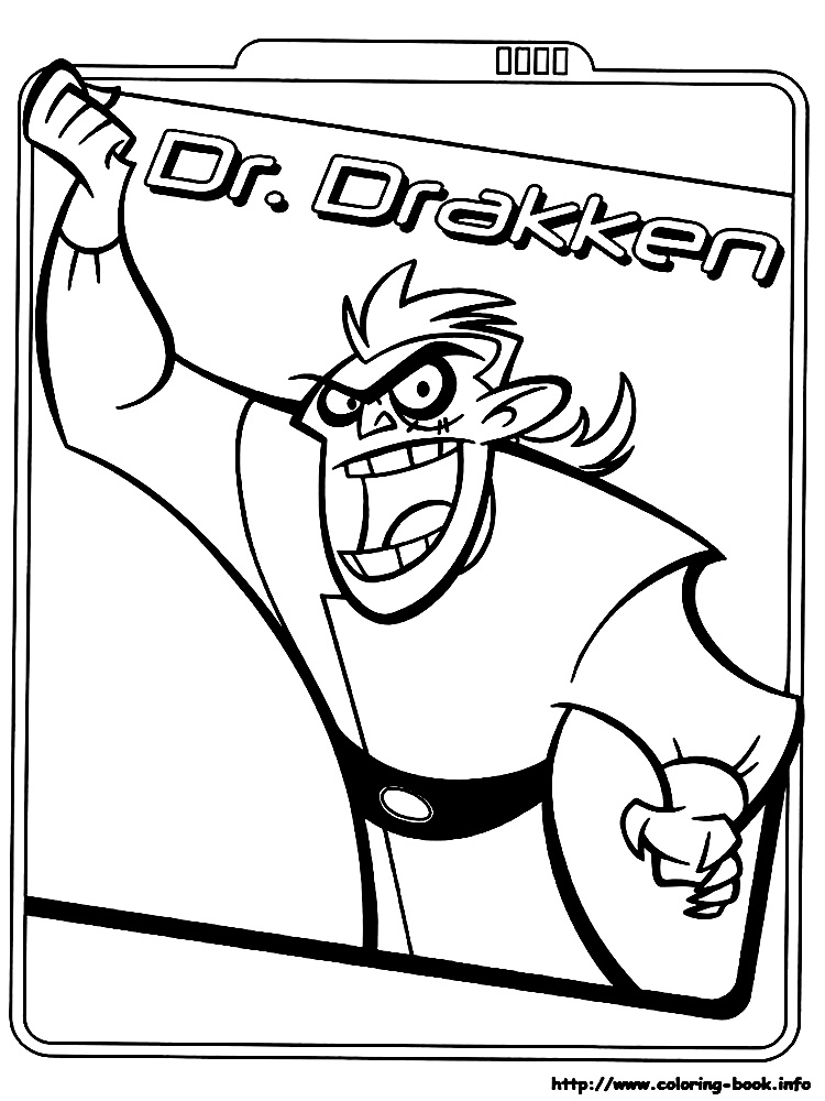 Злой и коварный доктор Драккен хочет завладеть миром. Раскраски для детей с Ким 5 с плюсом.