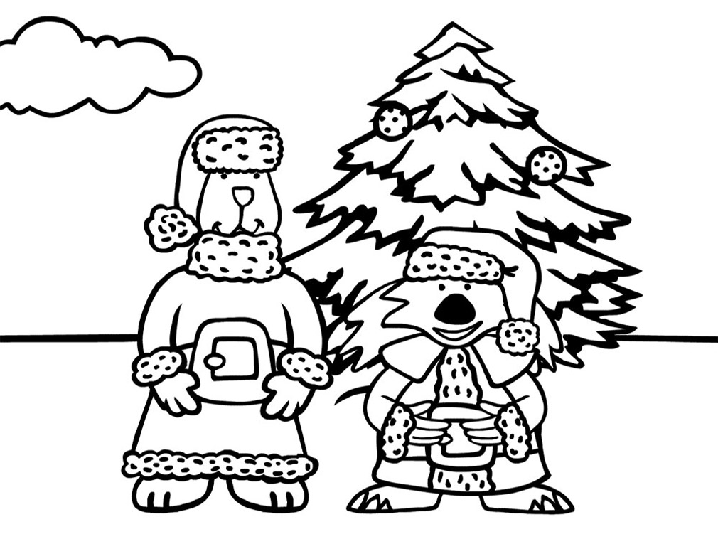 Милые медведи ждут Деда Мороза и Снегурочку.