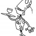 Робот - официант всегда вас обслужит. Детские раскраски с роботами.