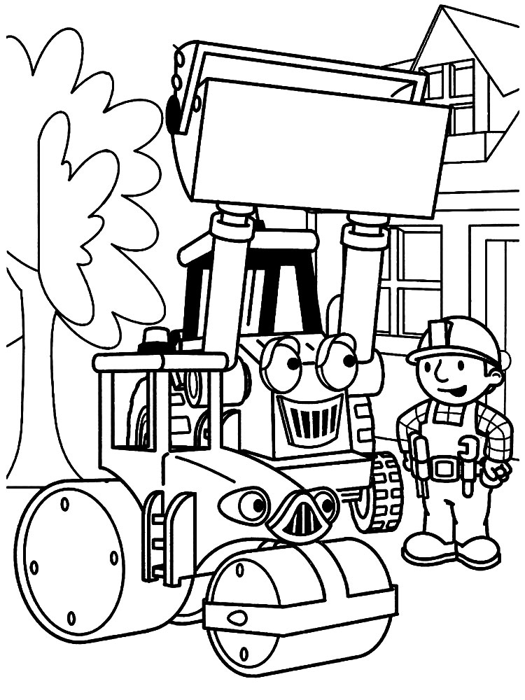 Боб строитель с друзьями вам поможет. Раскраски для детей с Бобом строителем.